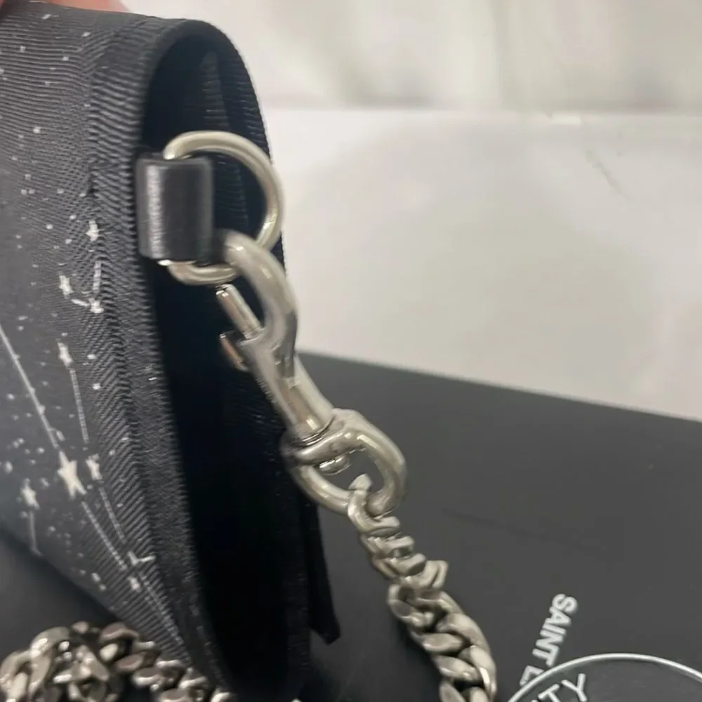 Yves Saint Laurent Black Stars Wallet With Chain and Box - Picture 5 of 8